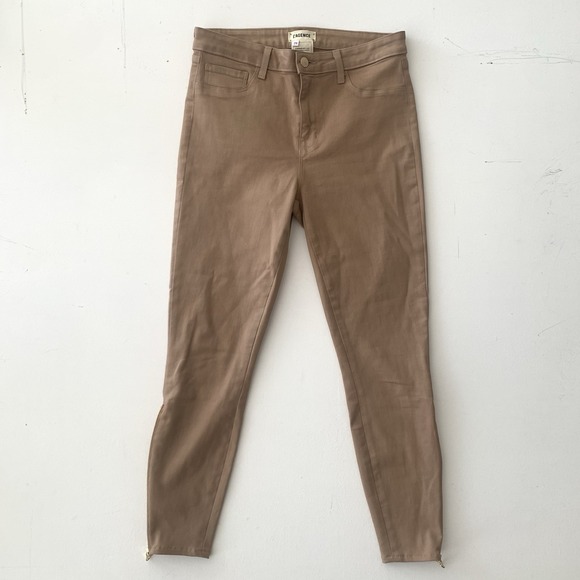 L'AGENCE Sabine High Rise Skinny Pants Ankle Zip Khaki Brown Size 29‎ - Picture 1 of 8